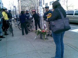 Marcus's mom and cousin met us to leave flowers at the spot in March 2011 from bikeseens http://www.flickr.com/photos/28840225@N06/5523130051/